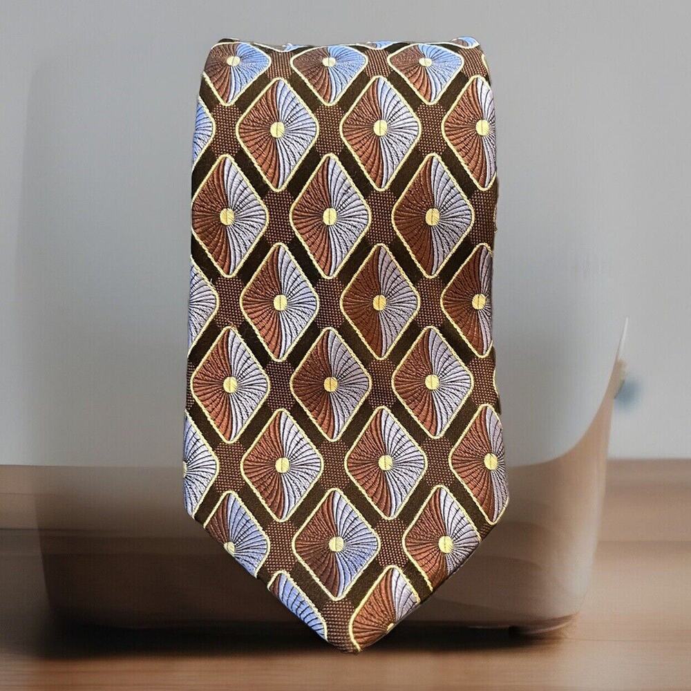 IKE BEHAR Silk Jacquard Tie Fancy Geometric Foulard‎ Diamonds USA Dopamine Core